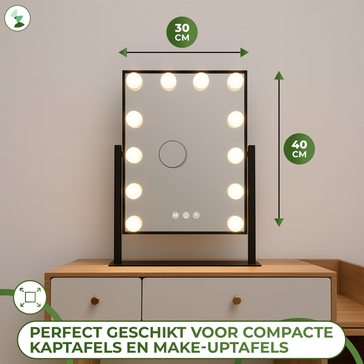 Retourdeal - My Green Deal - Hollywood Make Up Spiegel met Verlichting Zwart