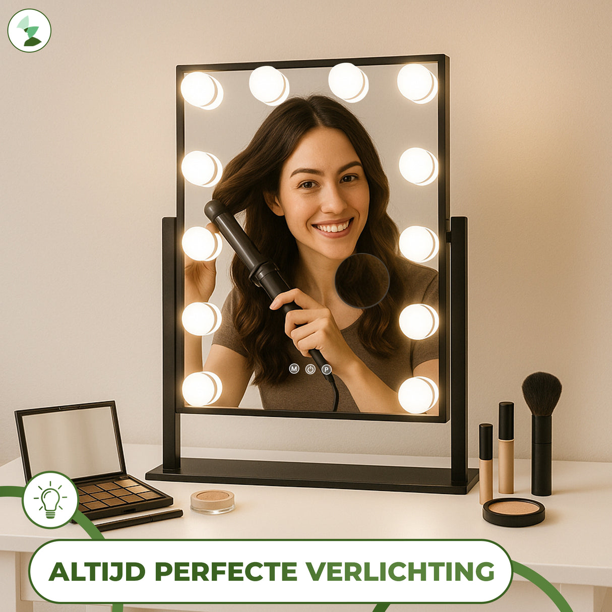 Retourdeal - My Green Deal - Hollywood Make Up Spiegel met Verlichting Zwart
