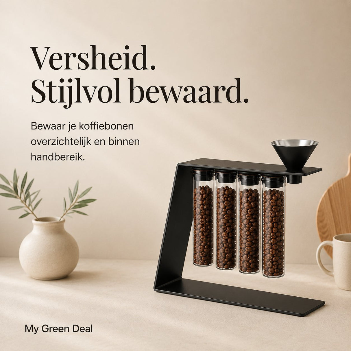 RVS koffieboonhouder zwart - My Green Deal