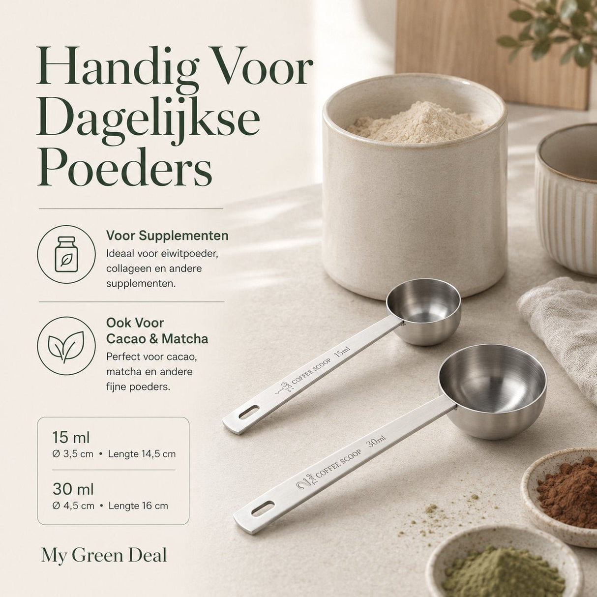 RVS Koffieschepjes Set – 2 stuks - My Green Deal