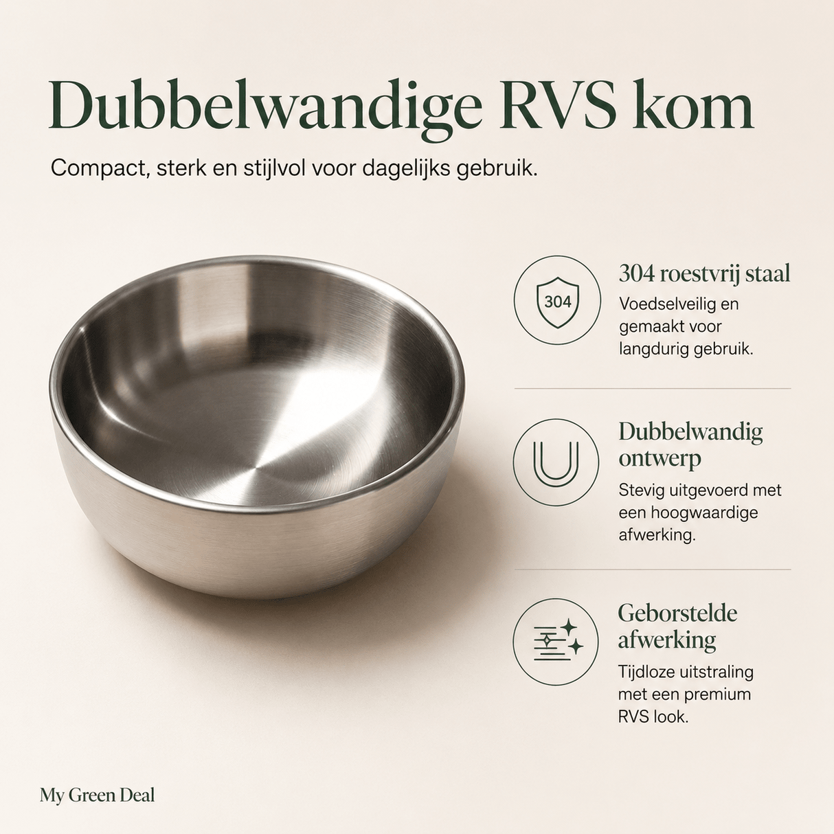 RVS kom dubbelwandig Ø10cm - My Green Deal