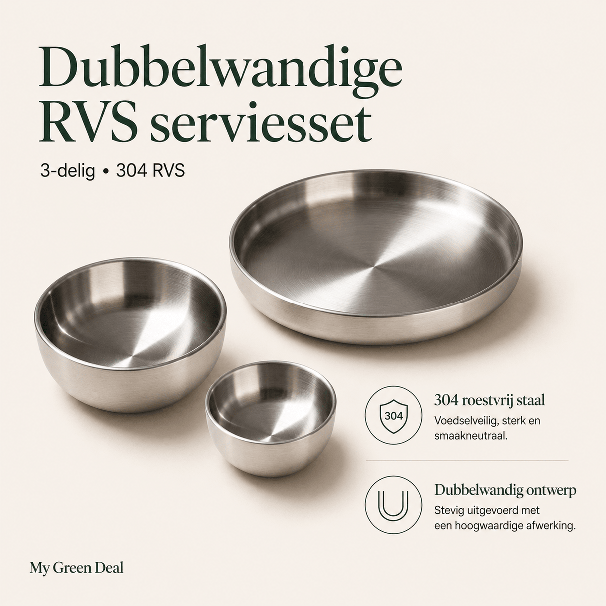 RVS serviesset dubbelwandig - My Green Deal