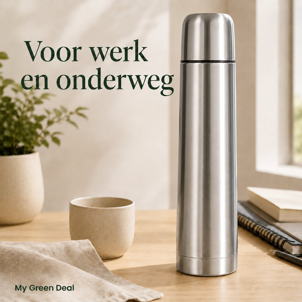 RVS Thermosfles (dubbelwandig) 1000ml - My Green Deal