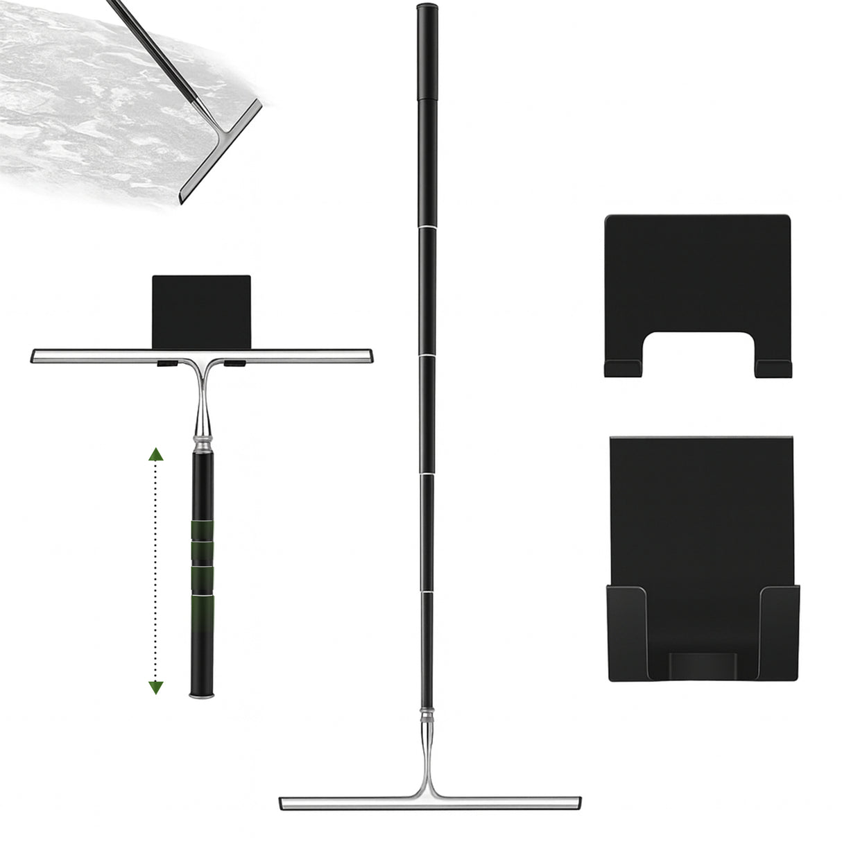 Retourdeal - My Green Deal - Aftrekker Douche - Douchewisser Zwart Uitschuifbaar