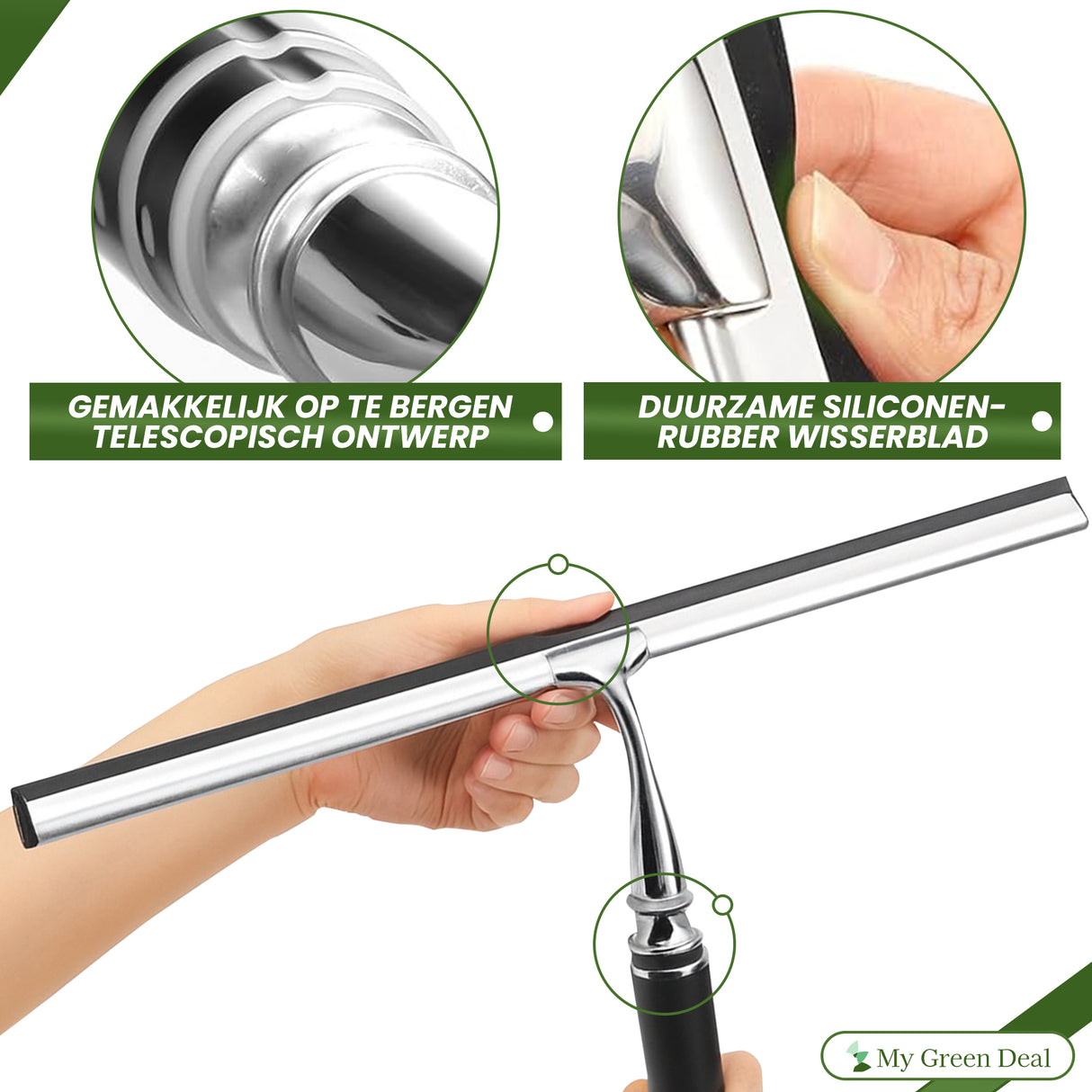 Retourdeal - My Green Deal - Aftrekker Douche - Douchewisser Zwart Uitschuifbaar