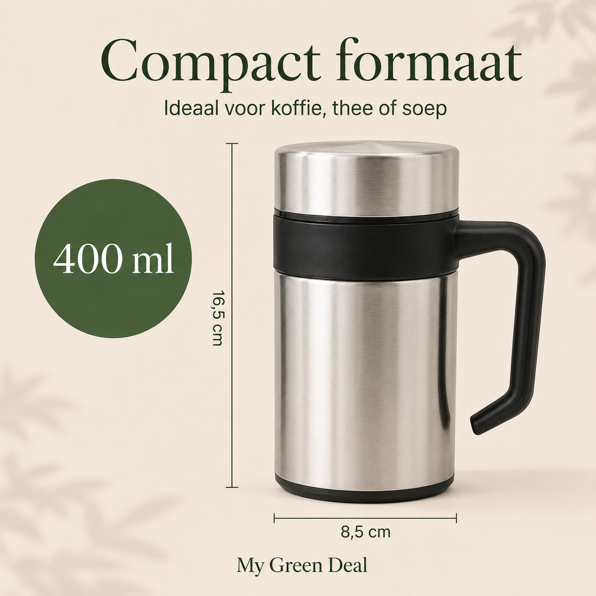 RVS Lunchbox & Koffiebeker To Go Set - Zilver