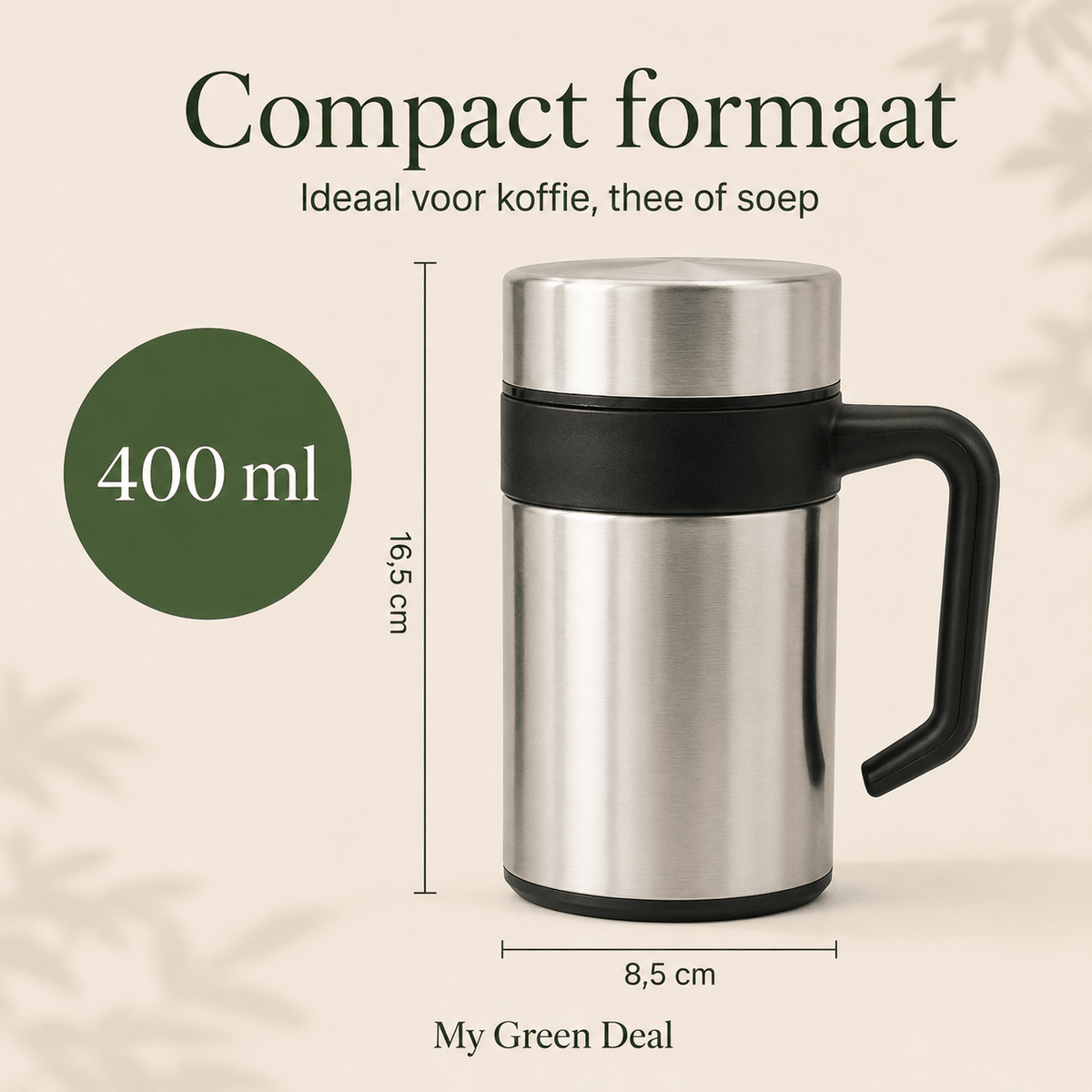 RVS Lunchbox & Koffiebeker To Go Set - Zilver - My Green Deal