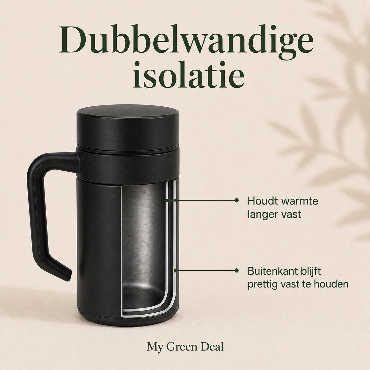 RVS Lunchbox & Koffiebeker To Go Set - Zwart