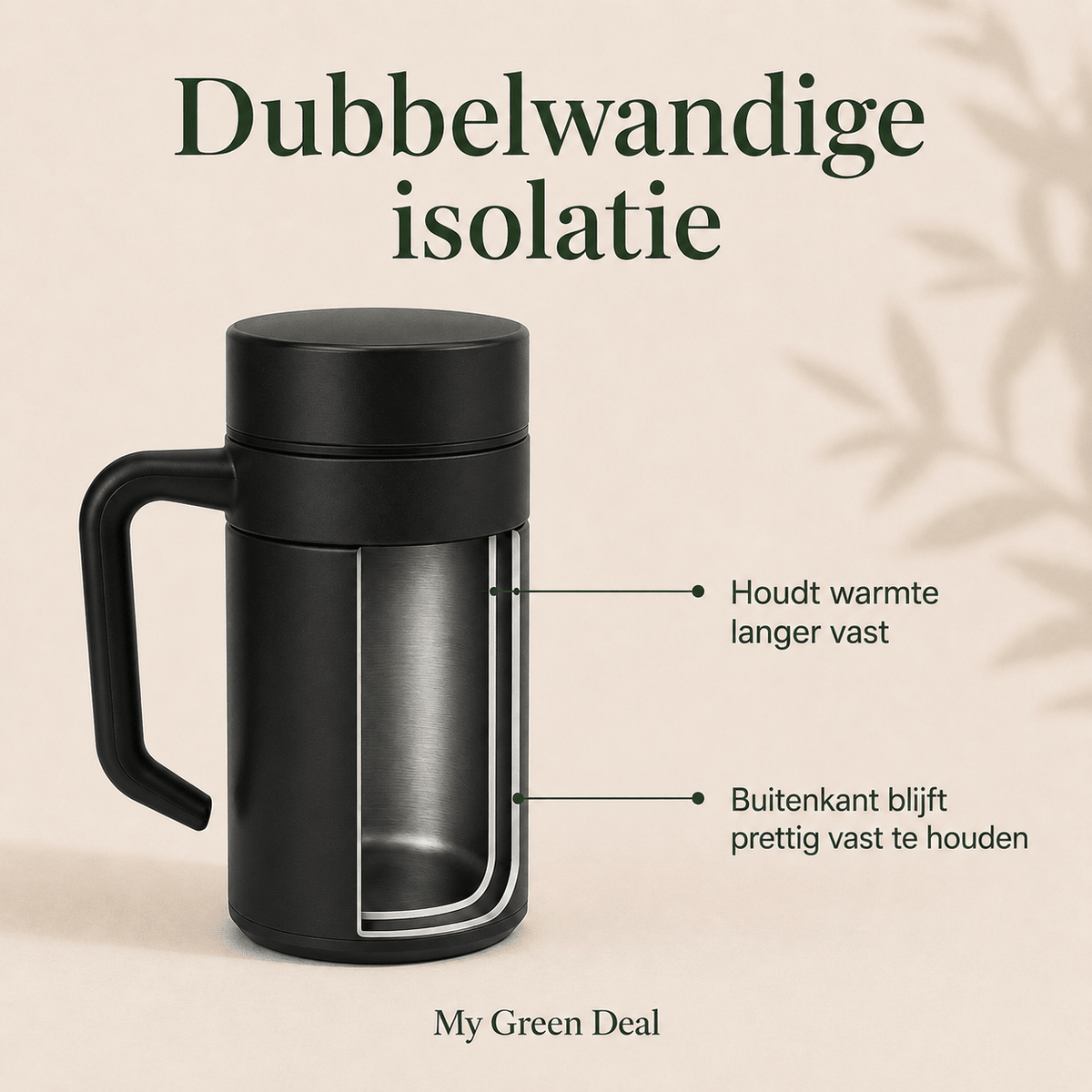 RVS Lunchbox & Koffiebeker To Go Set - Zwart - My Green Deal