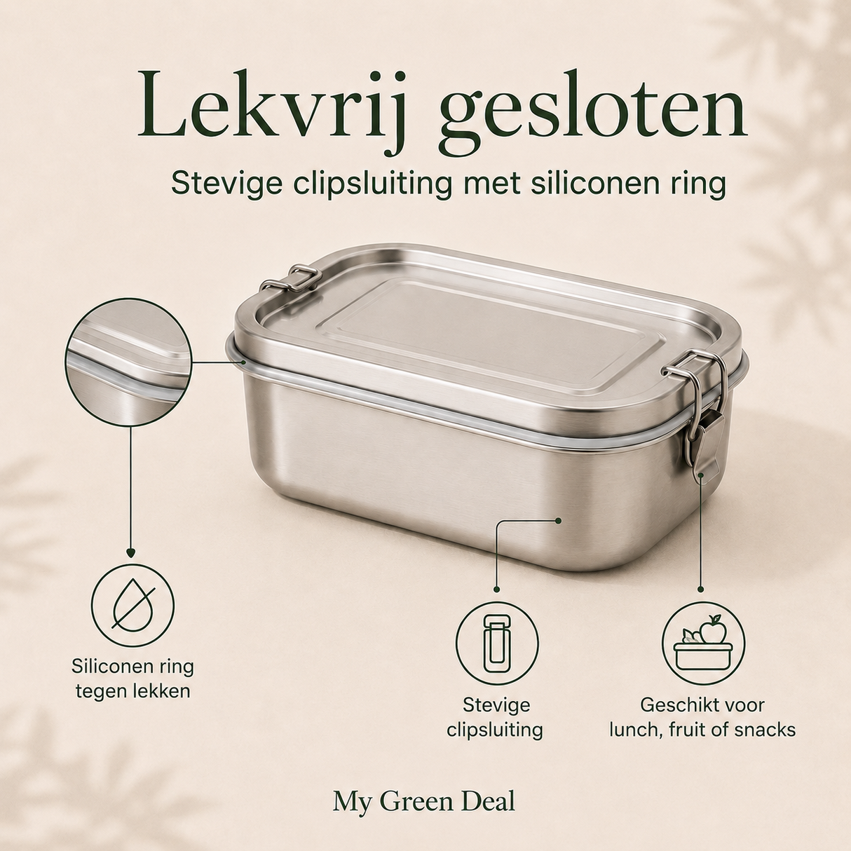 RVS Lunchbox & Koffiebeker To Go Set - Zwart