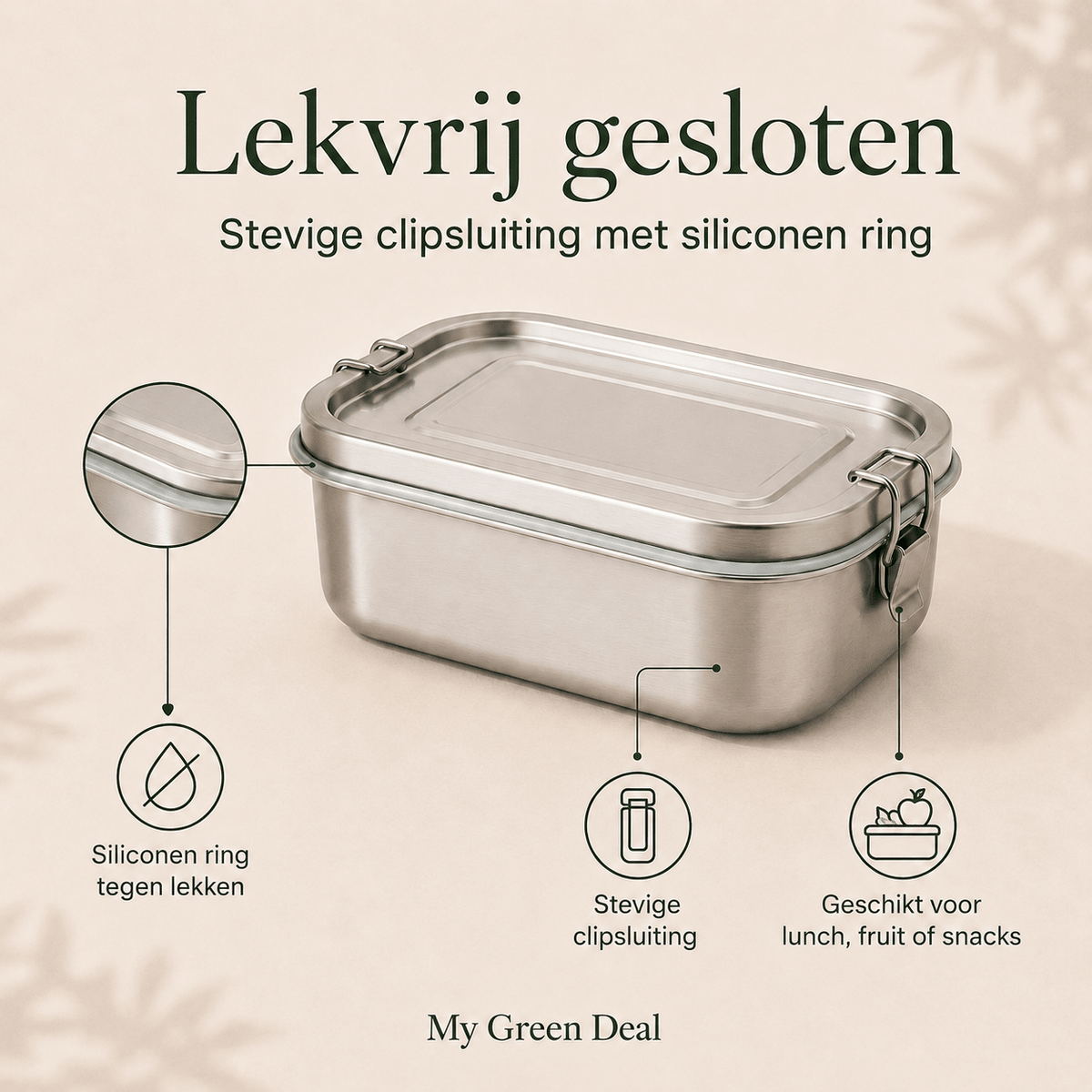 RVS Lunchbox & Koffiebeker To Go Set - Zwart - My Green Deal
