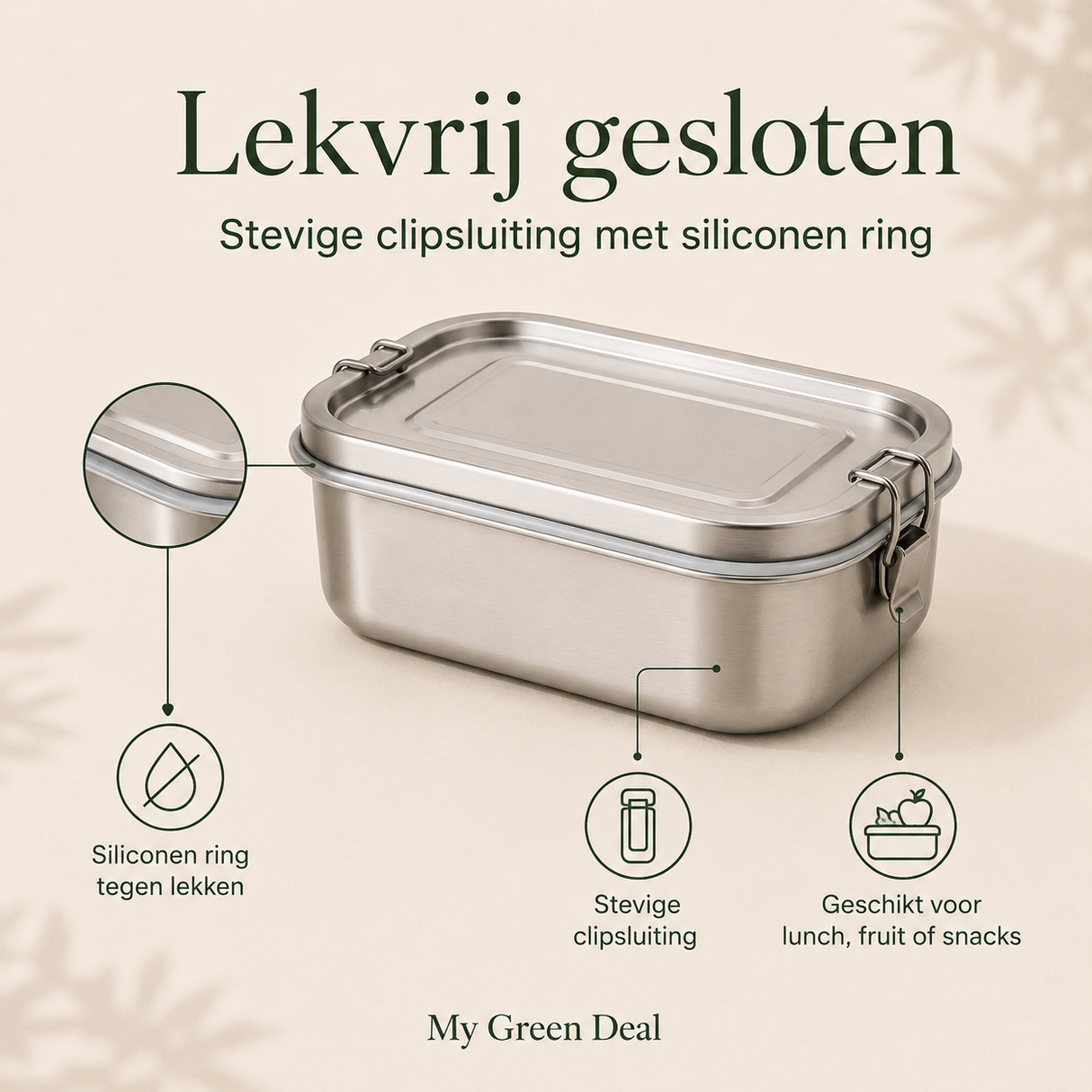 RVS Lunchbox & Koffiebeker To Go Set - Zilver
