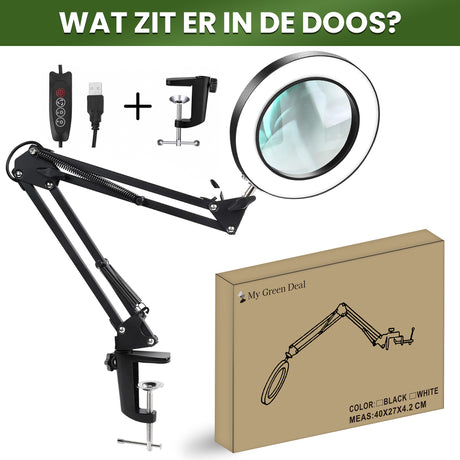 My Green Deal - Loeplamp met led verlichting  - Zwart