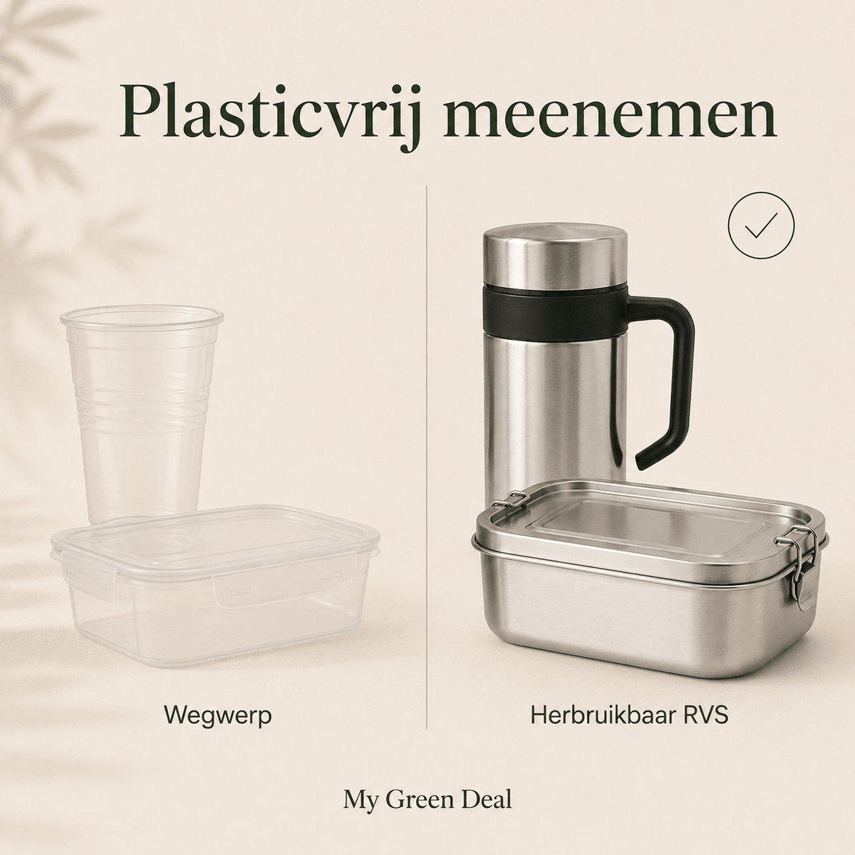 RVS Lunchbox & Koffiebeker To Go Set - Zilver - My Green Deal