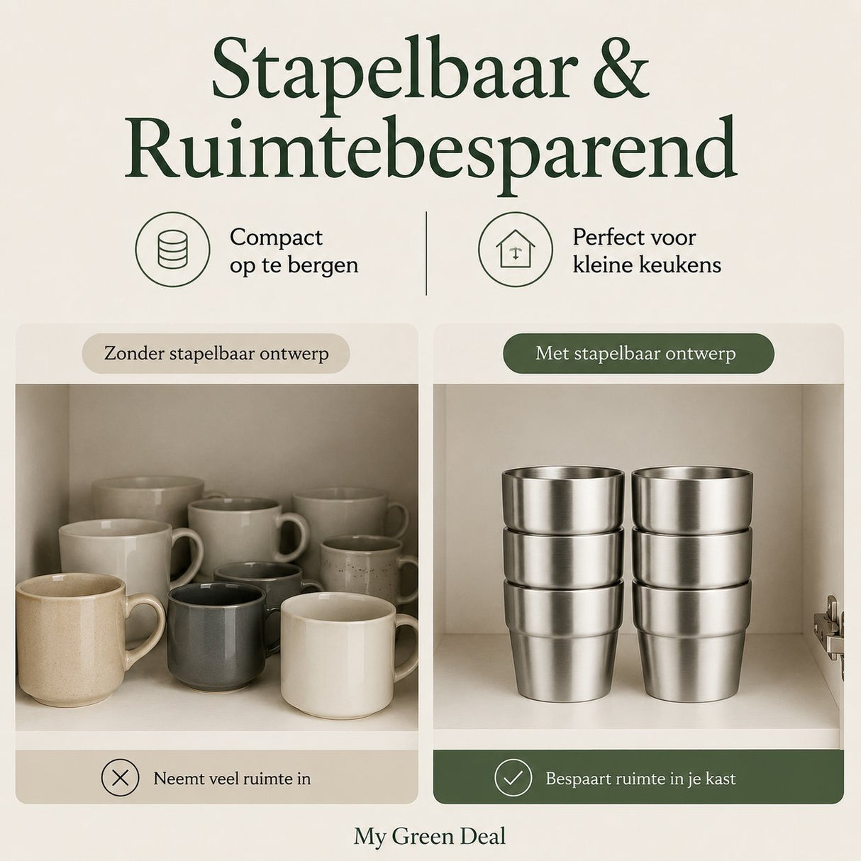 RVS Stapelbare Bekers - Set van 5 - My Green Deal