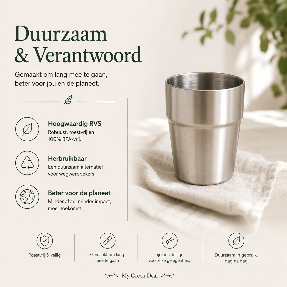 RVS Stapelbare Bekers - Set van 5 - My Green Deal