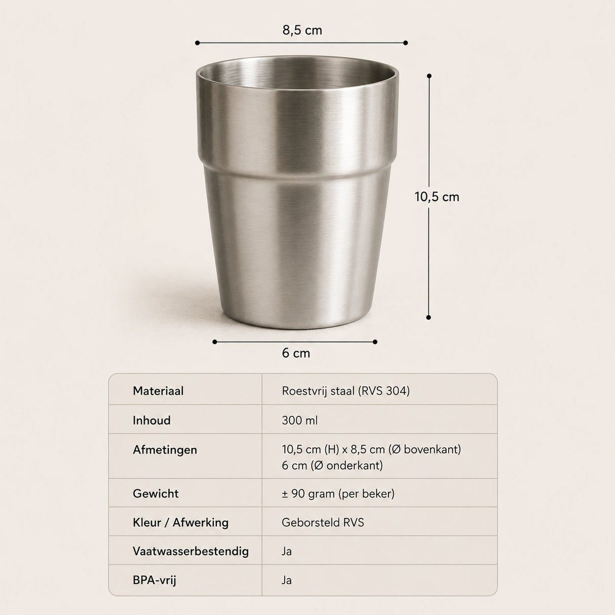 RVS Stapelbare Bekers - Set van 5 - My Green Deal