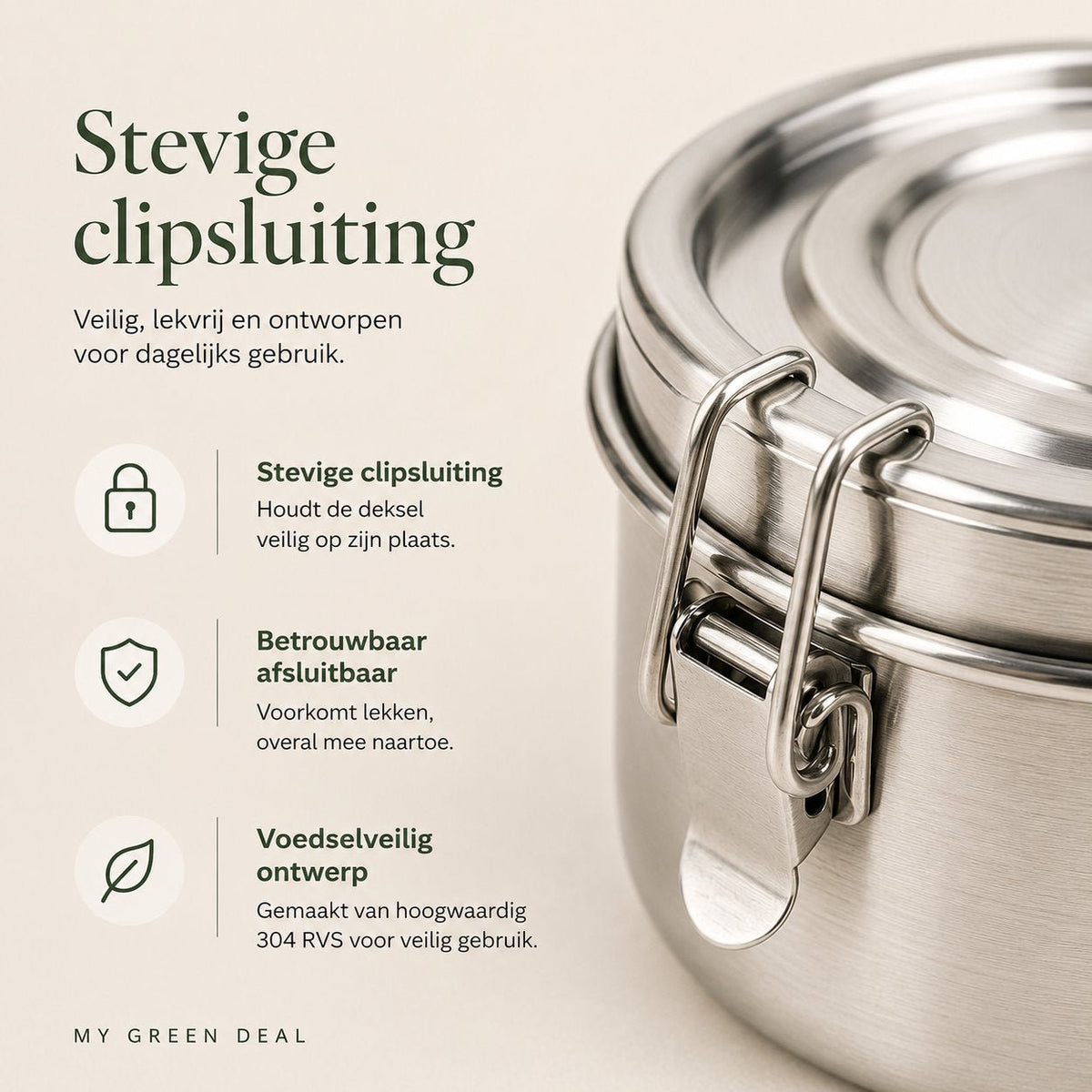 RVS Lunchbox rond– Set van 3 - My Green Deal