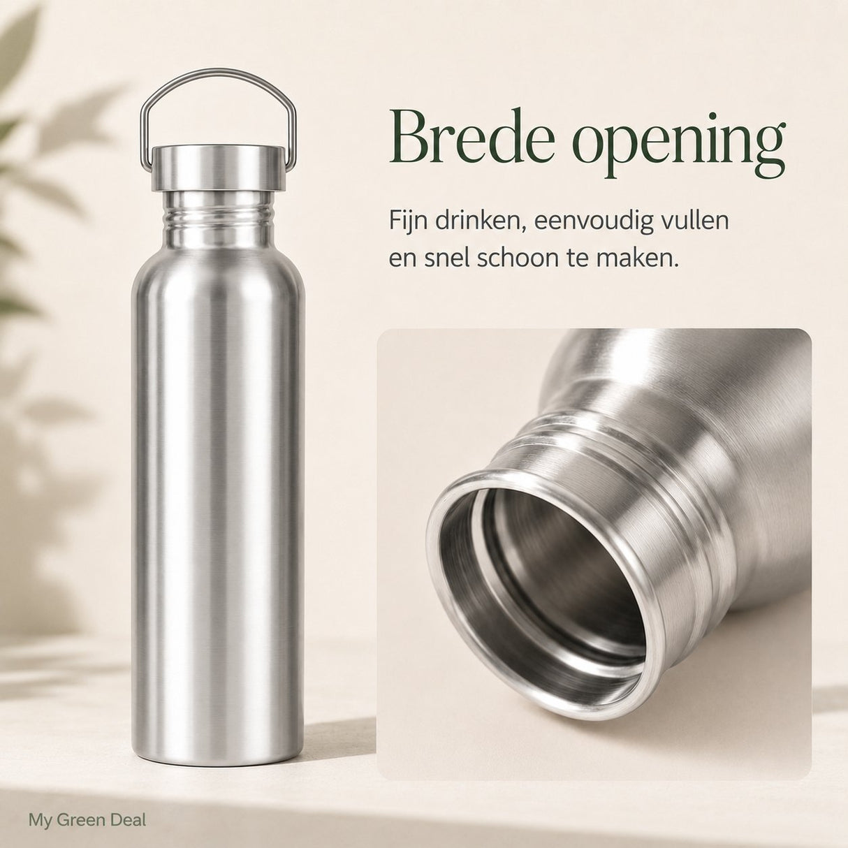 RVS drinkfles enkelwandig 750ml - My Green Deal