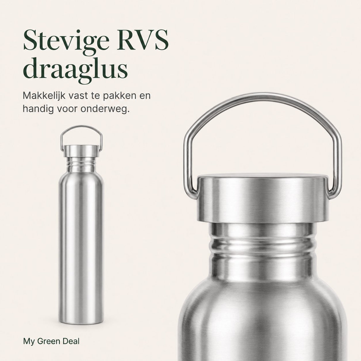RVS drinkfles enkelwandig 750ml - My Green Deal