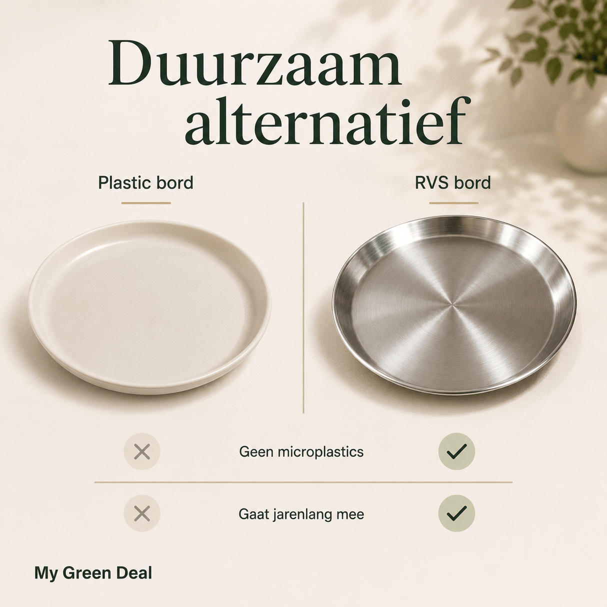 Luxe Grote RVS Borden Set (4-delig) - 26cm - My Green Deal