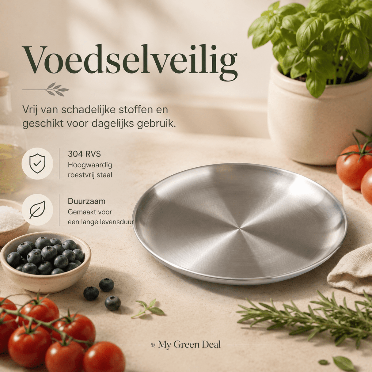 Luxe RVS Borden Set (4-delig) - 20cm - My Green Deal