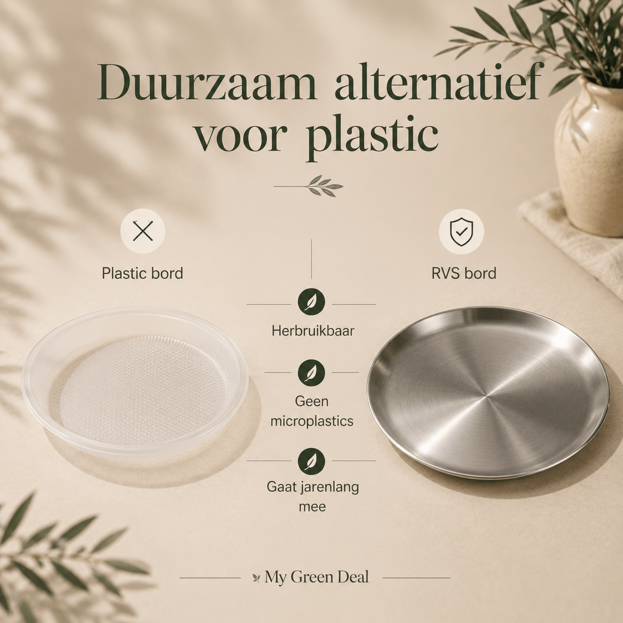 Luxe RVS Borden Set (4-delig) - 20cm - My Green Deal
