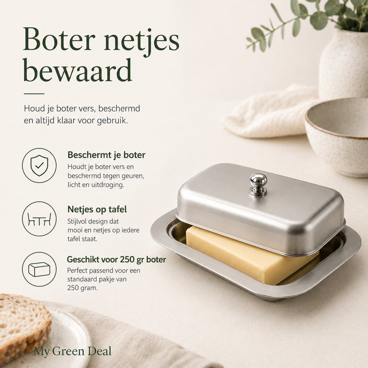 RVS Botervloot met Deksel - My Green Deal