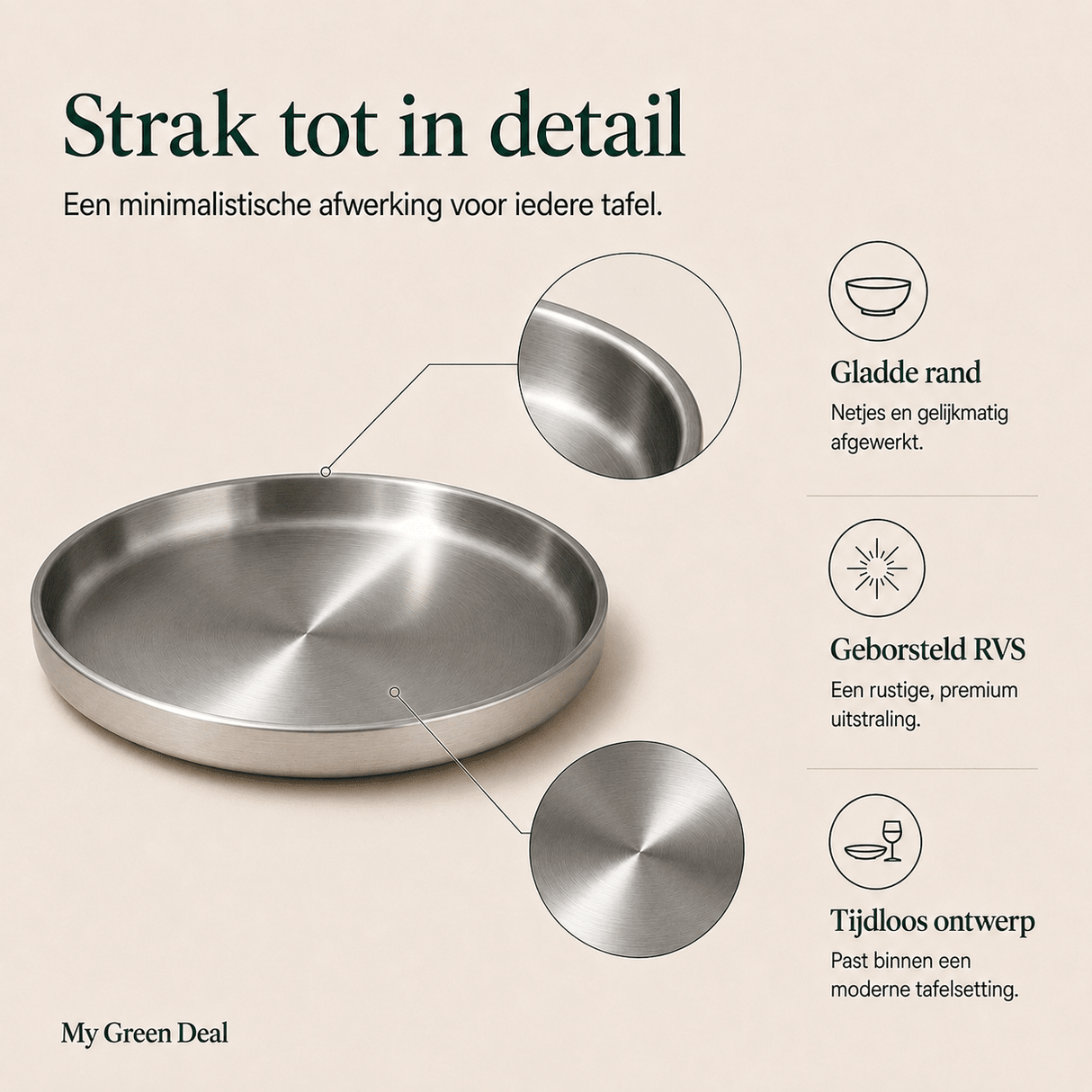 RVS diep bord dubbelwandig - My Green Deal