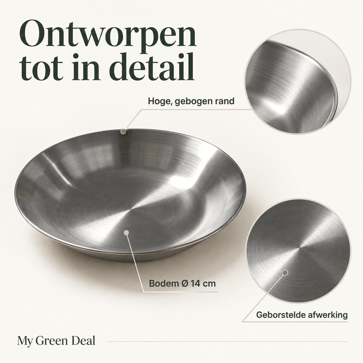 RVS diep bord enkelwandig - My Green Deal