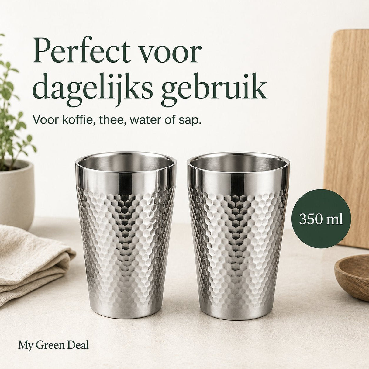 RVS Luxe drinkbeker 350ml set van 2 - My Green Deal