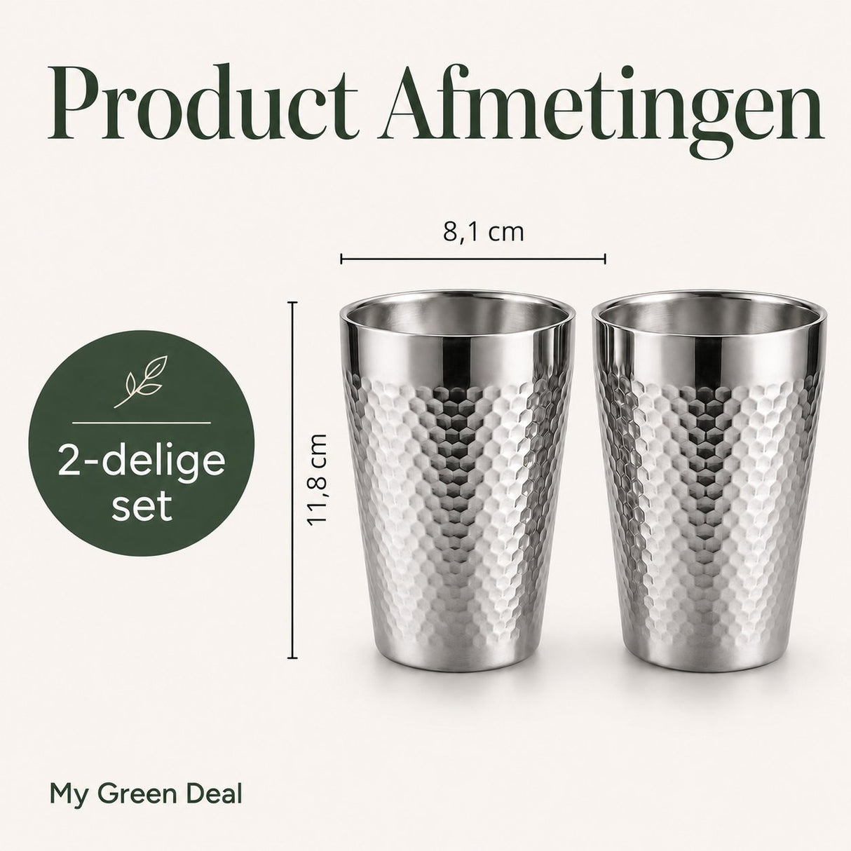 RVS Luxe drinkbeker 350ml set van 2 - My Green Deal