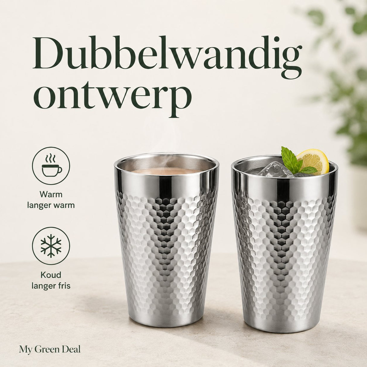 RVS Luxe drinkbeker 350ml set van 2 - My Green Deal