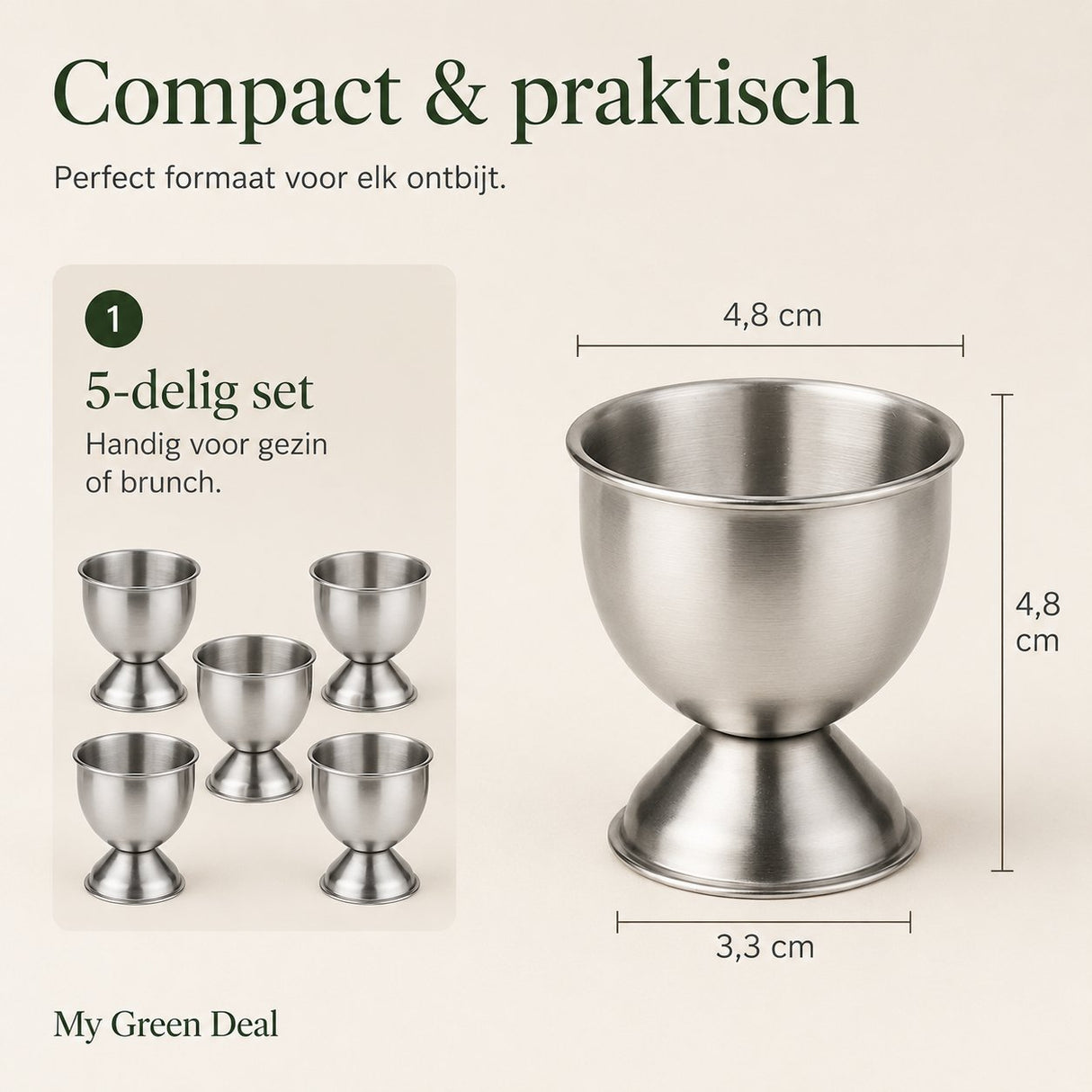RVS Eierdopjes Set – 5 stuks - My Green Deal