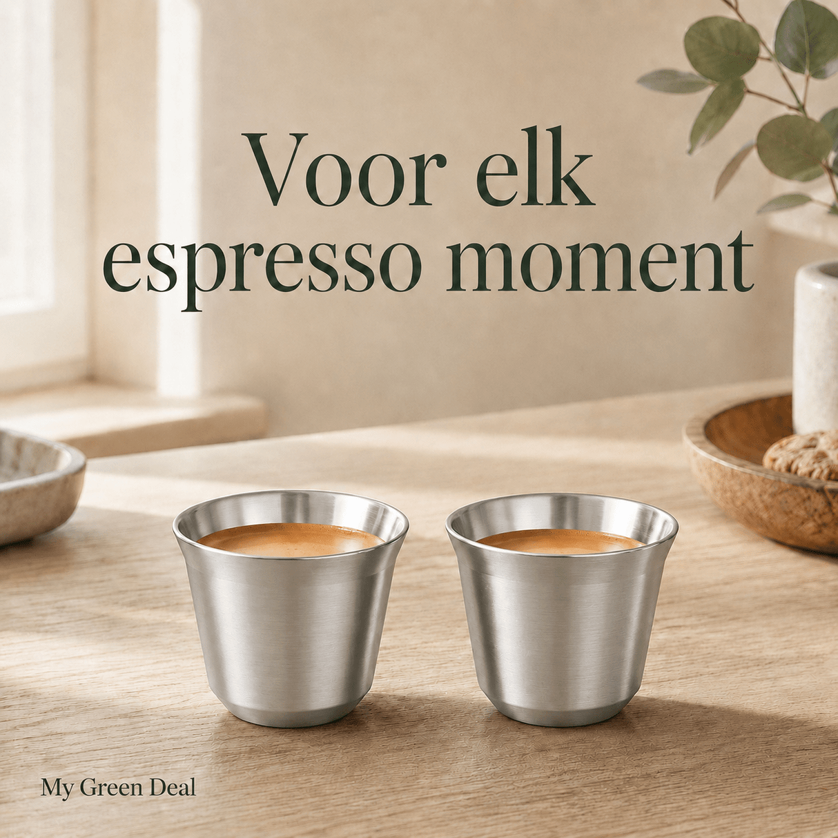 RVS Espressokopjes set van 2 Zilver - 80 ml - My Green Deal