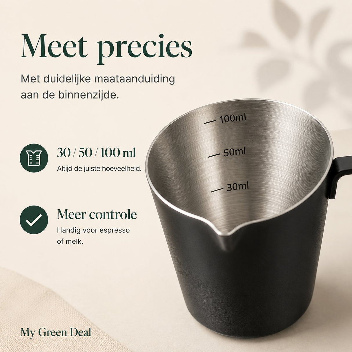 RVS Espresso Schenkkan Zwart - 100ml - My Green Deal