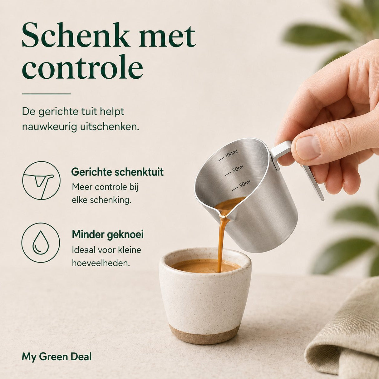 RVS Espresso Schenkkan Zilver - 100ml - My Green Deal