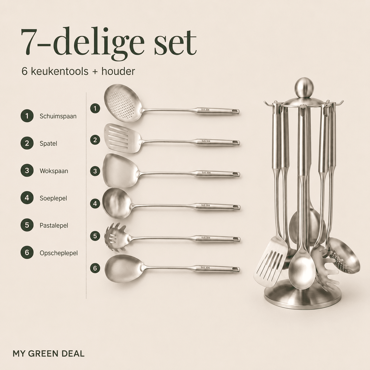 RVS Keukengerei set XL - My Green Deal