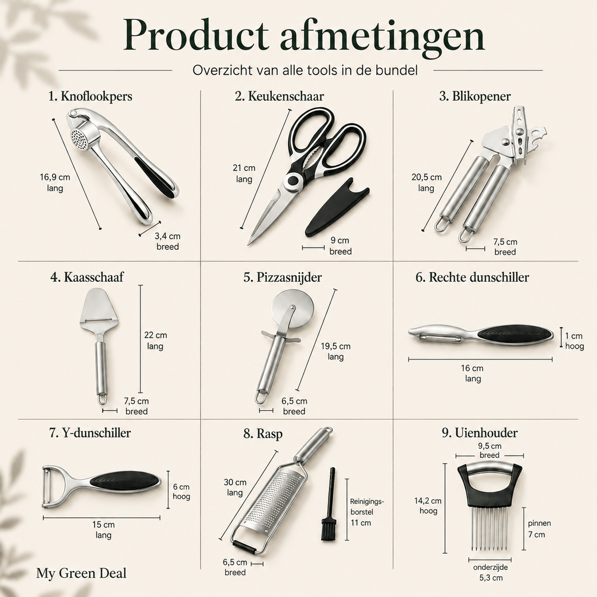 RVS Keuken Essentials Set – 8-delig - My Green Deal
