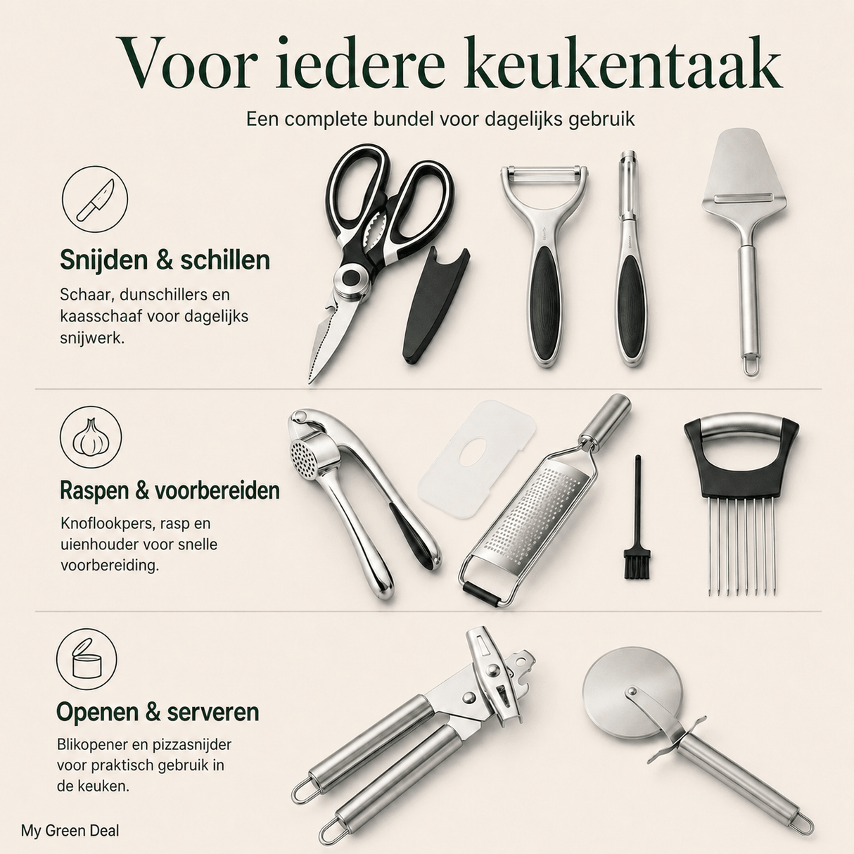 RVS Keuken Essentials Set – 8-delig - My Green Deal