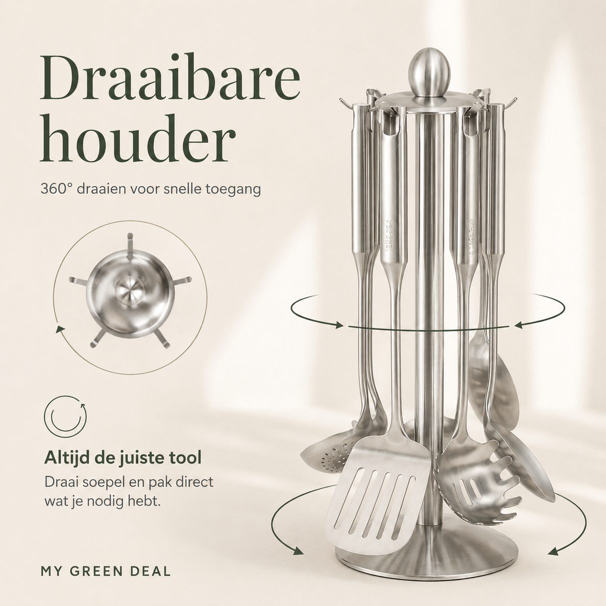 RVS Keukengerei set met houder