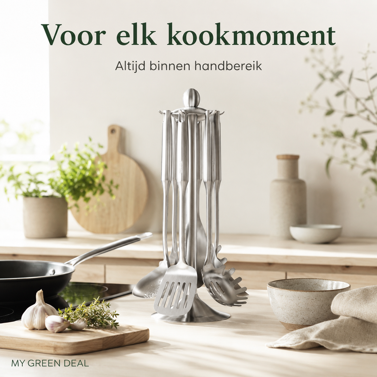 RVS Keukengerei set met houder