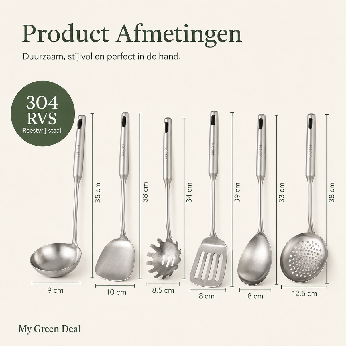 RVS Keukengerei set met houder
