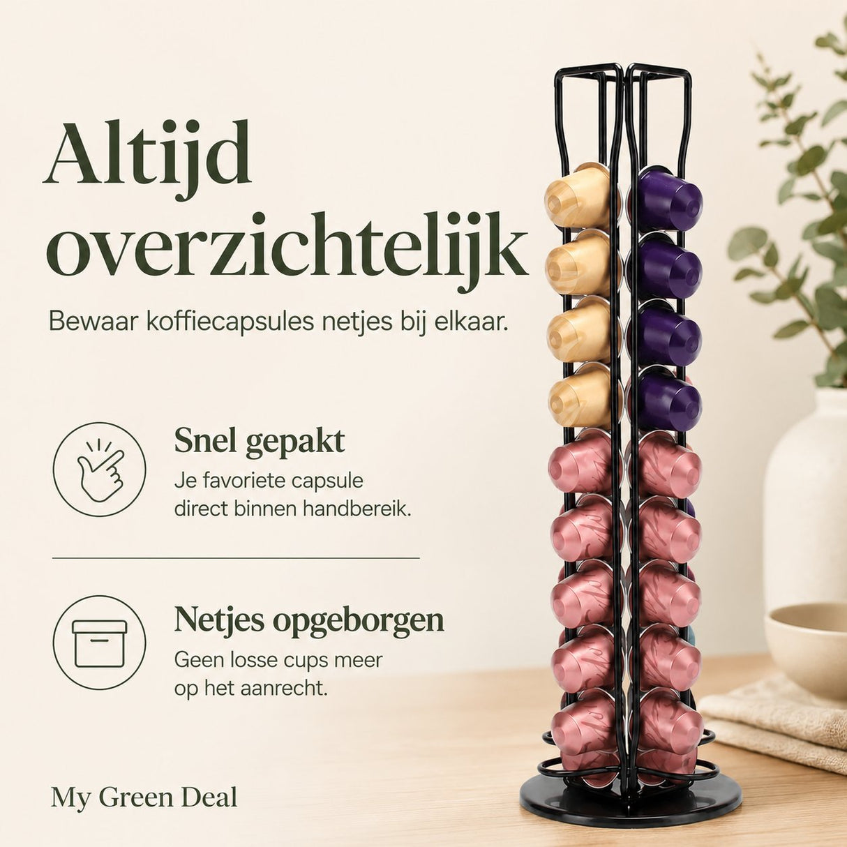 RVS Capsulehouder Zwart - My Green Deal