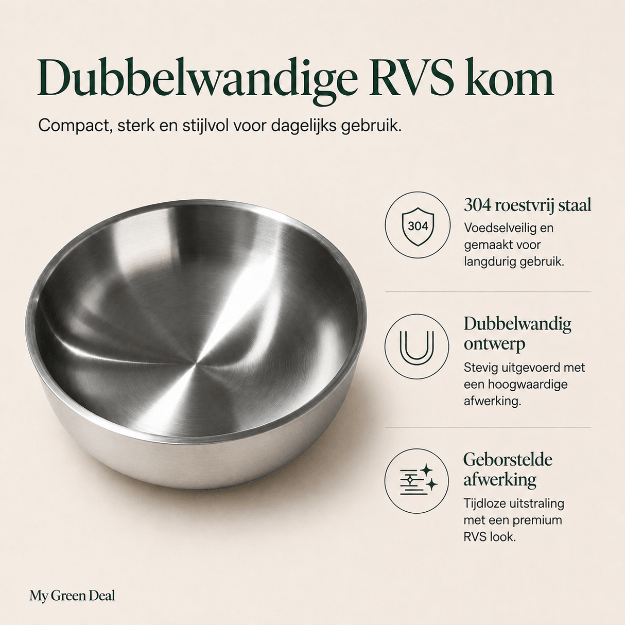 RVS kom dubbelwandig Ø15cm - My Green Deal