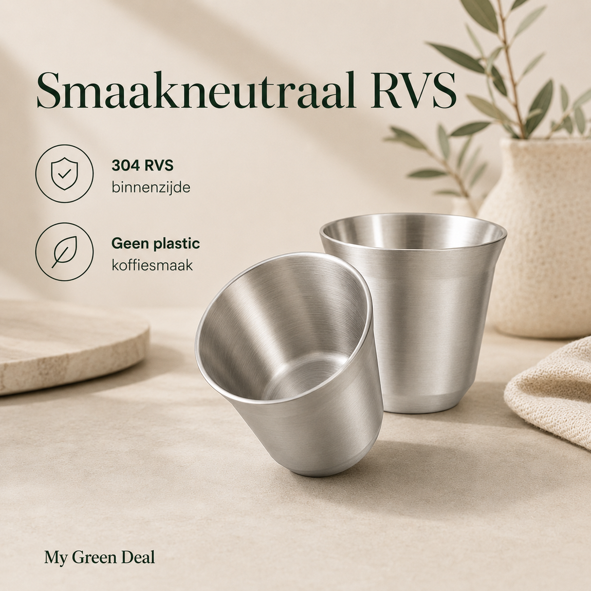 RVS koffiekopjes set - zilver
