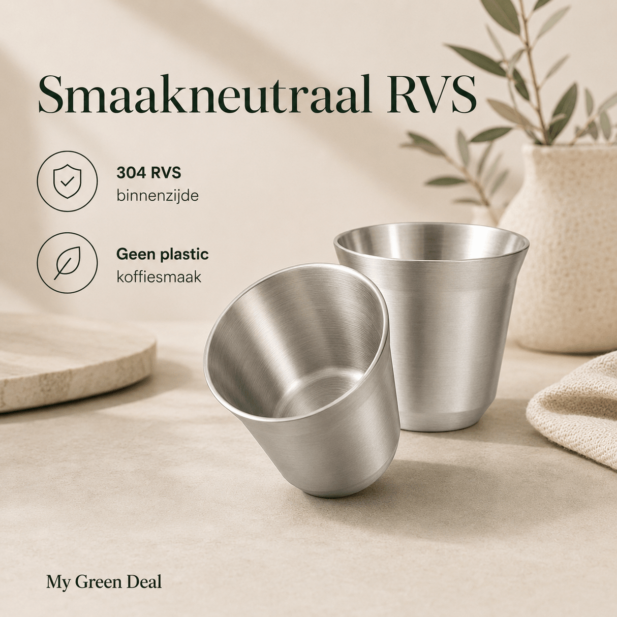 RVS koffiekopjes set - zilver - My Green Deal