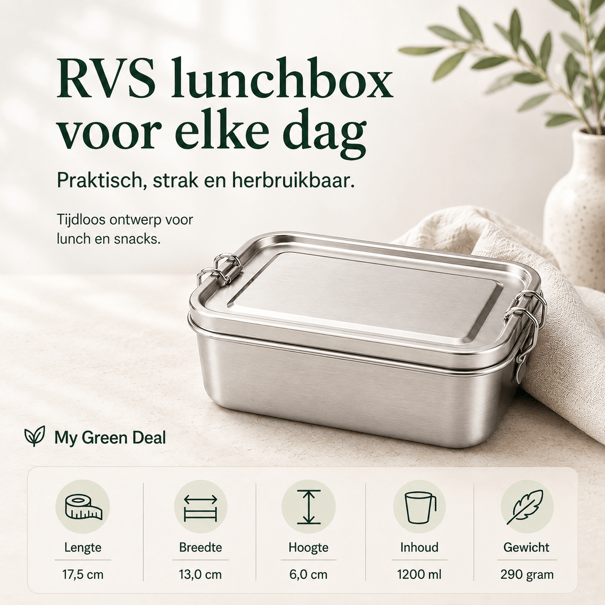RVS Lunchbox 1200ml - My Green Deal