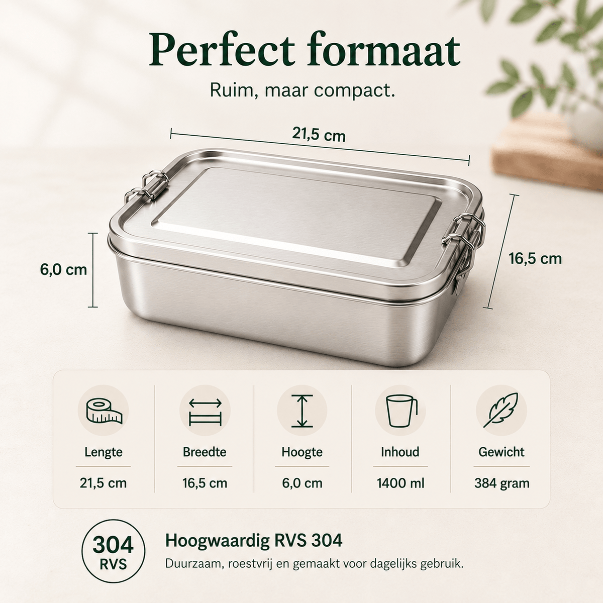 RVS Lunchbox 1400ml - My Green Deal