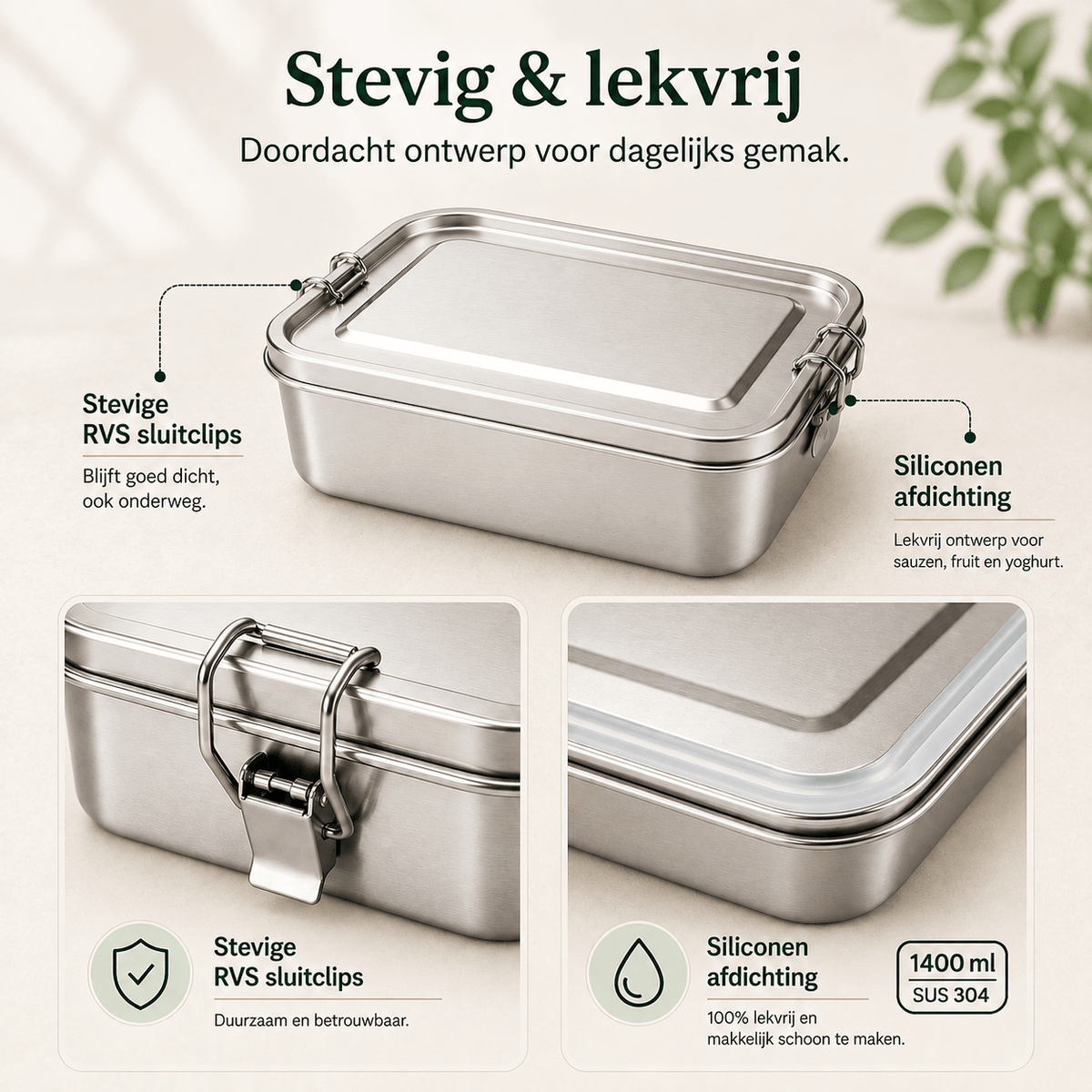 RVS Lunchbox 1400ml - My Green Deal
